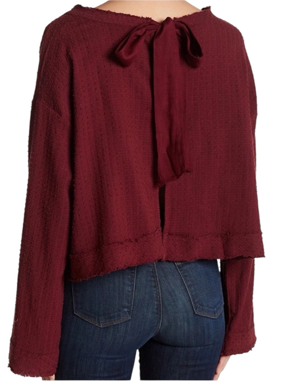 Free People "Walking In Hueco" Boatneck Textured Top
